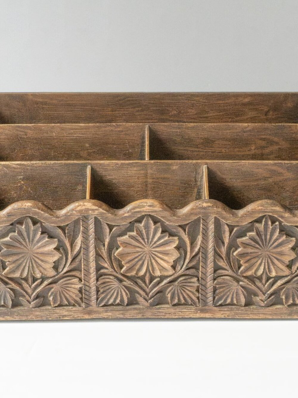 Vintage Lerner Faux Wood Desk Organizer Letter Mail Holder Floral 12x7x4 inches